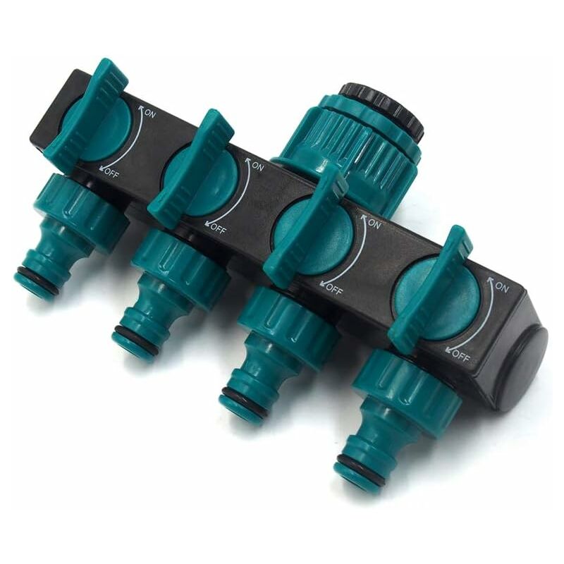 foto del prodotto fortuneville adattatore per rubinetto a 4 vie per tubo da giardino, sdoppiatore per tubo a 4 vie, connettore per tubo a 4 vie
