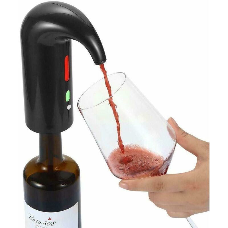foto del prodotto fortuneville aeratore nero e distributore di vino rosso dispenser automatico di ossidante per vino versatore ricaricabile multi intelligente
