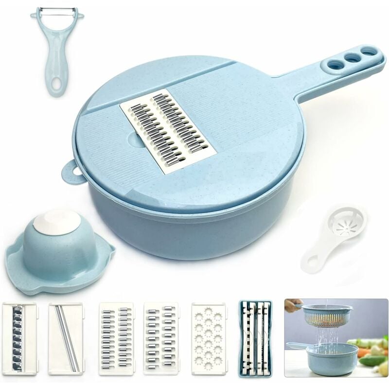 foto del prodotto fortuneville affettatrice di verdure 12 in 1, mandolina, mandolina da cucina, affettatrice di verdure, grattugia per verdure, tritatutto per
