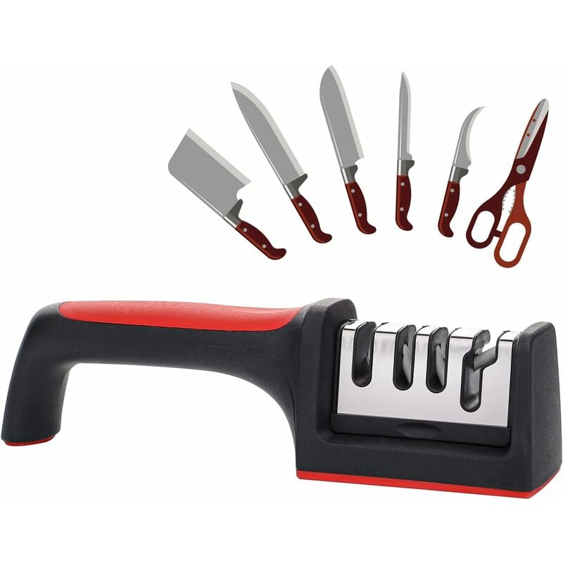foto del prodotto fortuneville affilacoltelli, affilacoltelli manuale a 3 livelli 1pc strumento di affilatura di precisione per coltelli da cucina domestica scatola
