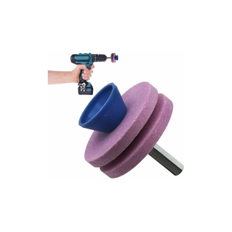 foto del prodotto fortuneville affilatrice per lame per tosaerba, ruota per affilare attrezzi da giardino, affilatrice per utensili per tosaerba guazhuni rosa blu