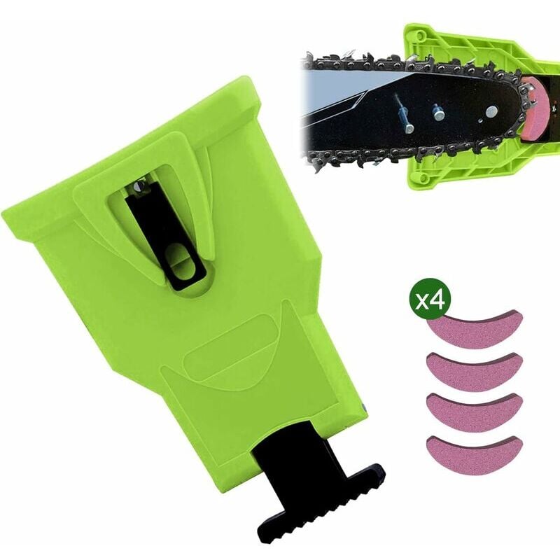 foto del prodotto fortuneville affilatrice per motosega betterlife, catena per tagliaerba, con 4 pietre per affilatura sostituibili verde 