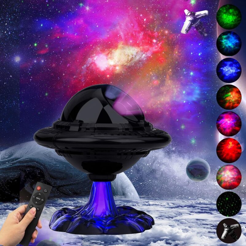 foto del prodotto fortuneville aibistar proiettore a stella da soffitto, luce notturna per astronave ufo con telecomando, 9 modalit nebulosa, timer a due velocit ,