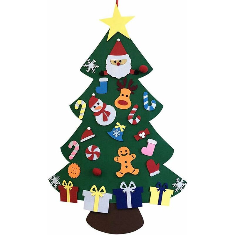 foto del prodotto fortuneville albero di natale in feltro, decorazione per albero di natale vetrina in feltro fai da te con ornamenti staccabili regali di natale per