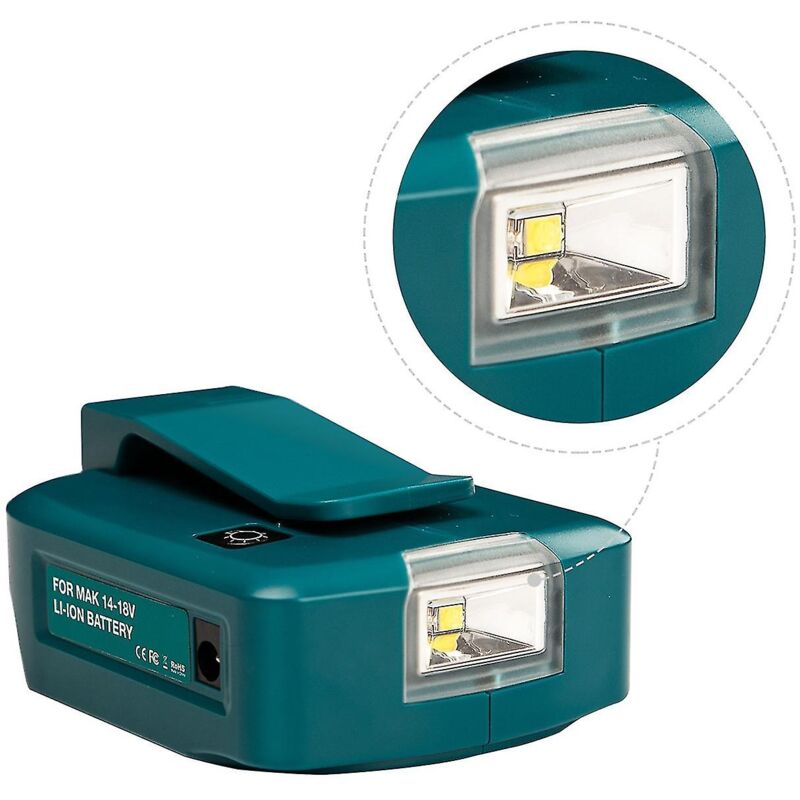 foto del prodotto fortuneville alimentatore a batteria con adattatore led usb per caricabatterie makita 18 v agli ioni di litio nel regno unito