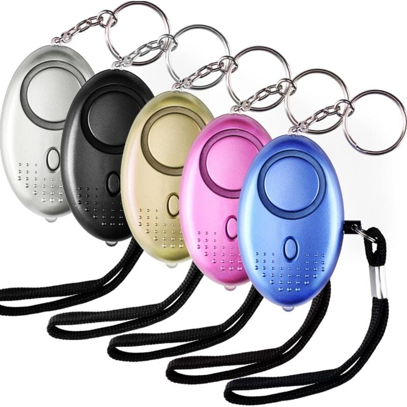 foto del prodotto fortuneville allarme personale, 5 pezzi 140db portachiavi allarme di emergenza con torcia anti assalto con luce led per donne, bambini, anziani