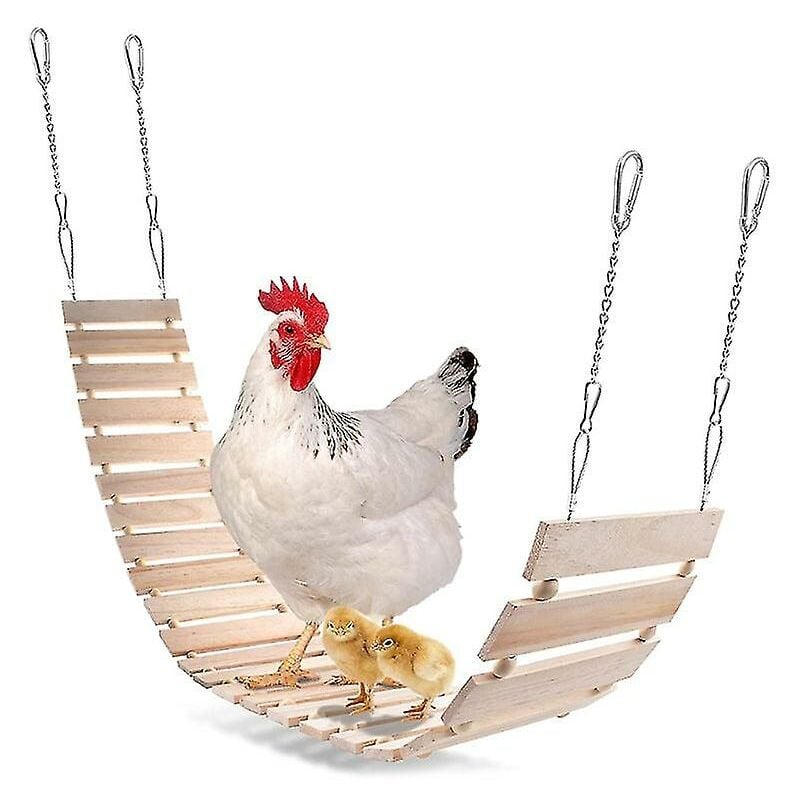 foto del prodotto fortuneville altalena polli persico scala in legno naturale gabbia giocattolo in legno accessori per gallina uccello pappagallo lunghezza totale