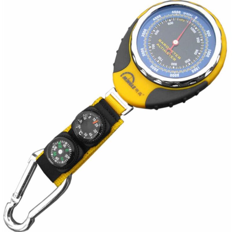 foto del prodotto fortuneville altimetro barometro digitale multifunzionale portatile per campeggio all aperto escursionismo arrampicata modello giallo