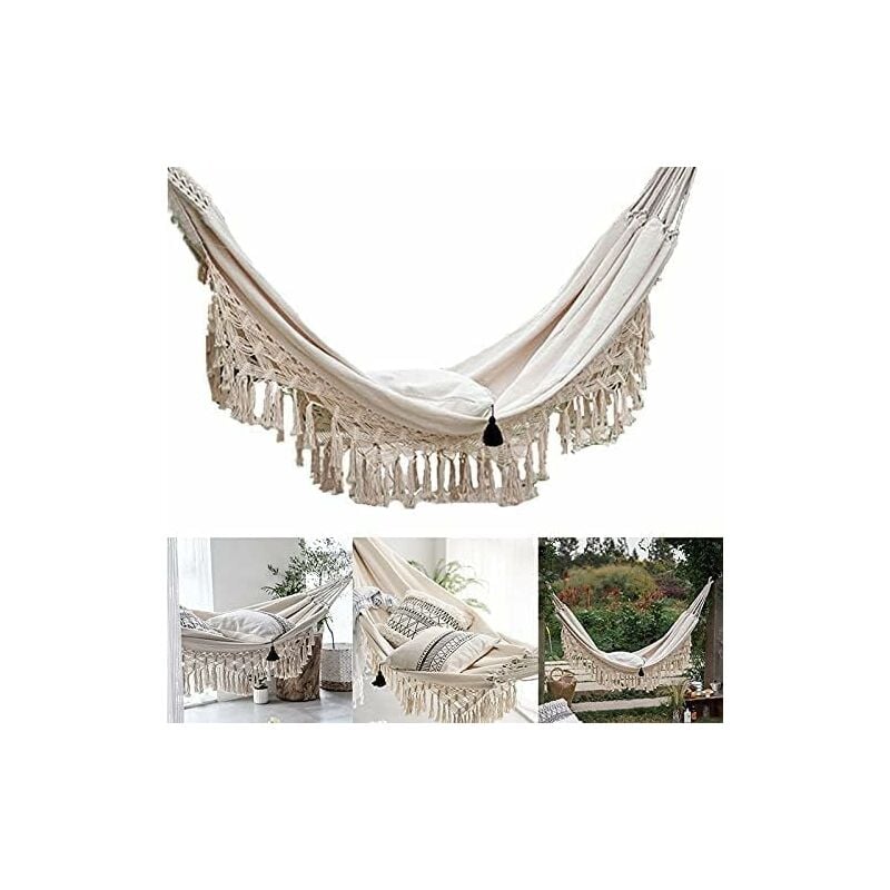 foto del prodotto fortuneville amache da giardino con zaino nappe di pizzo altalena da campeggio in cotone portante 250kg per patio, viaggi, campeggio