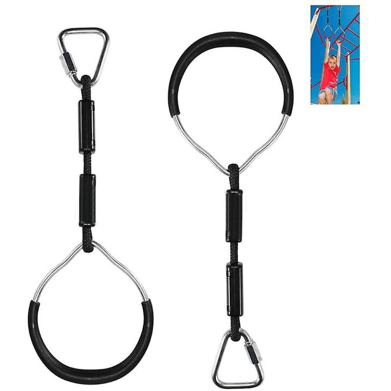 foto del prodotto fortuneville anello da ginnastica per bambini, freccia aerea, pull up, cortile colorato, percorso a ostacoli all aperto, kit ninja lines nero 