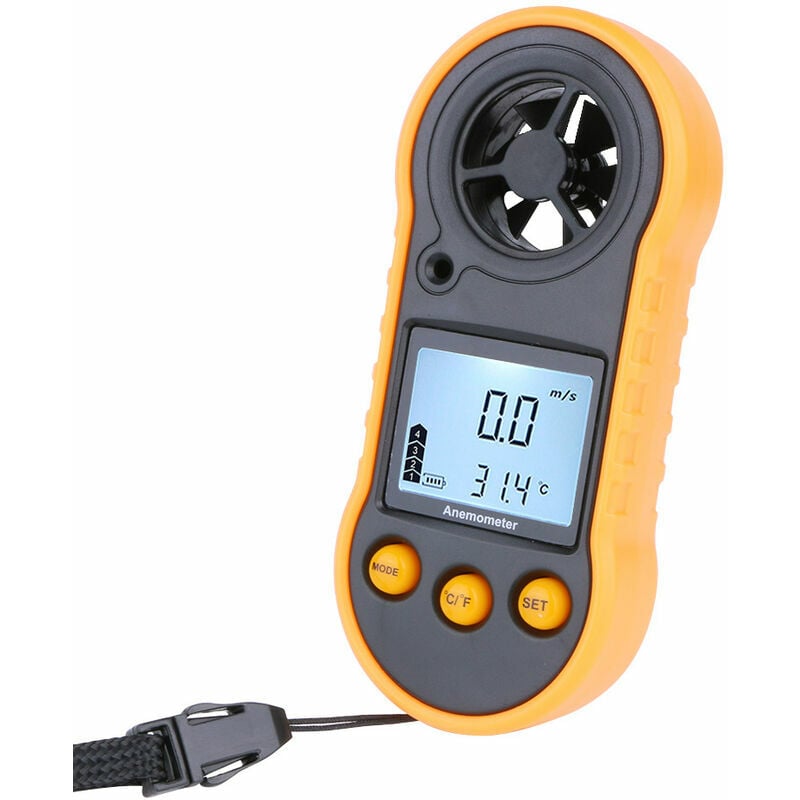 foto del prodotto fortuneville - anemometro digitale della velocità del vento, misuratore di velocità del flusso d'aria per misurare la velocità della temperatura del