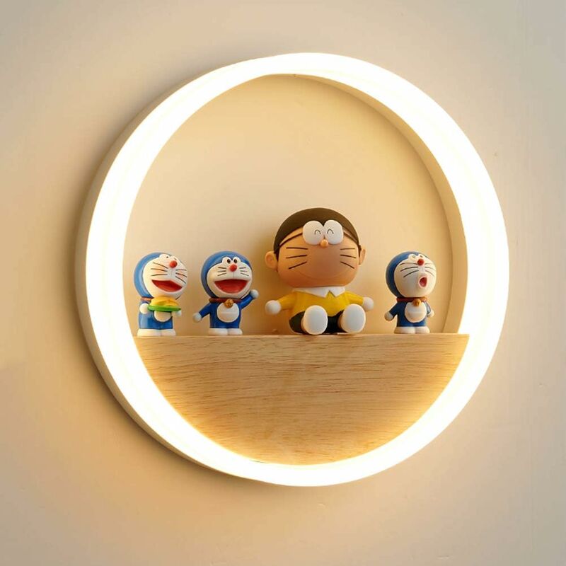 foto del prodotto fortuneville applique da parete a led da 24 w in legno massello per bambini lampada da vivaio in legno semplice e moderna 3 colori dimmerabile
