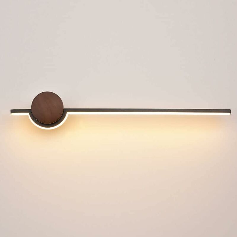 foto del prodotto fortuneville applique da parete a led per interni lunga 42 cm 9 w bianco caldo 3000 k applique da parete in alluminio e legno lampada da notte