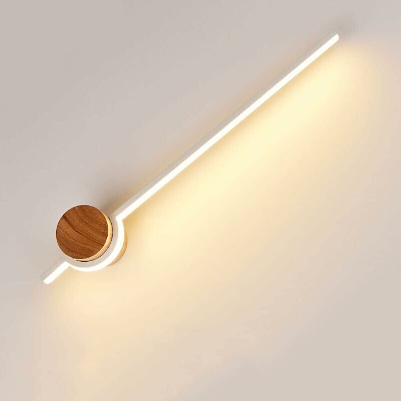 foto del prodotto fortuneville applique da parete a led per interni lunga 42 cm 9 w bianco caldo 3000 k applique da parete in alluminio e legno lampada da notte