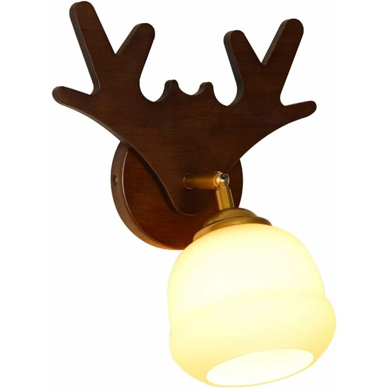 foto del prodotto fortuneville applique da parete in legno regolabile in corna retr applique da parete in legno per interni braccio rotante a 360 lampada da