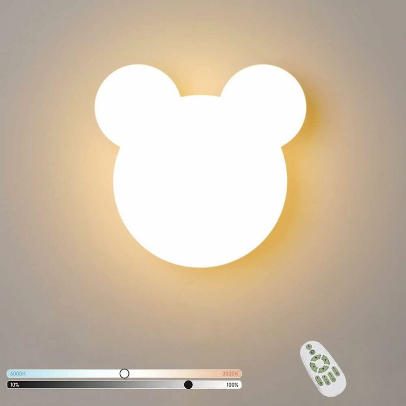 foto del prodotto fortuneville applique da parete per camera dei bambini dimmerabile 12w led applique da parete con telecomando lampada da comodino per bambini