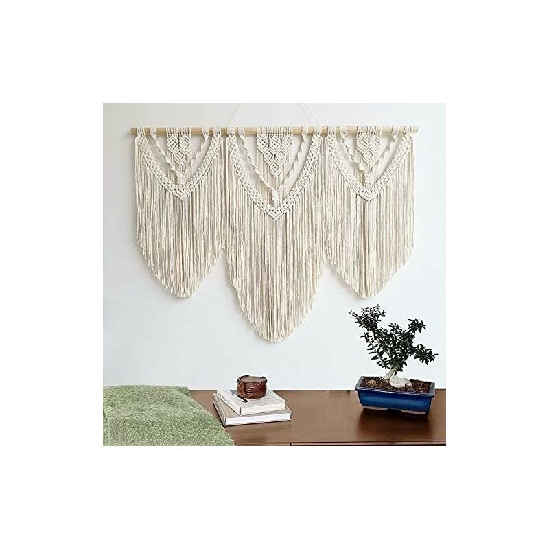 foto del prodotto fortuneville arazzo macram , arazzo boho macram , tessuto da appendere alla parete, frontone modello c 