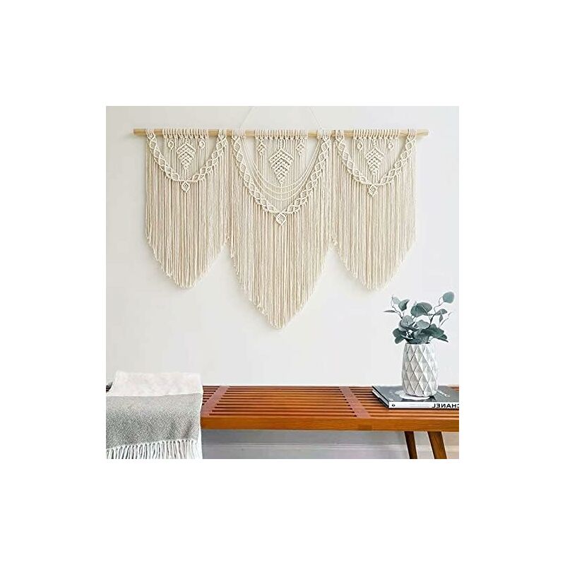 foto del prodotto fortuneville arazzo macram , arazzo boho macram , tessuto da appendere alla parete, frontone modello c 