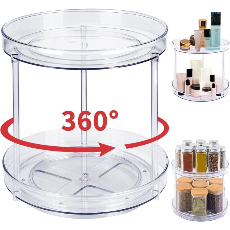 foto del prodotto fortuneville armadio da cucina girevole frigorifero per spezie a 2 livelli lazy susan portaspezie organizer per riporre le spezie da cucina 23 cm