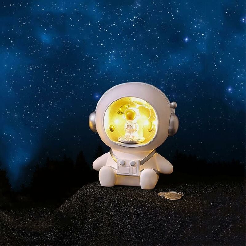 foto del prodotto fortuneville astronauta led night light, cartoon spaceman design night light con salvadanaio ragazzo ragazza regalo di compleanno salvadanaio per
