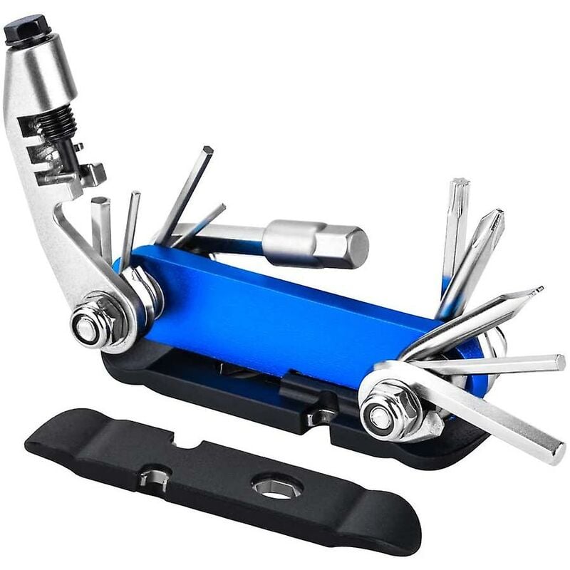 foto del prodotto fortuneville attrezzo per bicicletta multifunzione 15 in 1, kit di riparazione per bici pieghevole in acciaio inossidabile