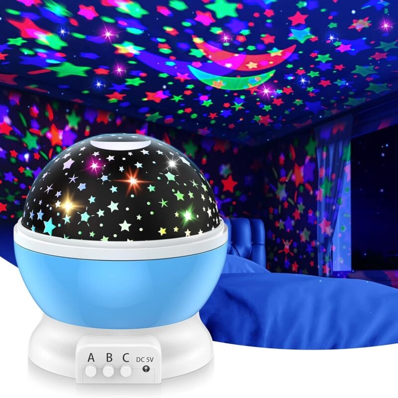 foto del prodotto fortuneville bambini stelle proiettore luce notturna giocattoli per bambini per 2 12 anni 1pc cielo stellato blu rotante 