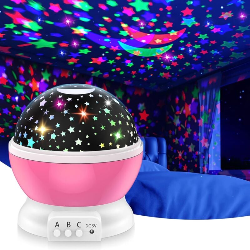 foto del prodotto fortuneville bambini stelle proiettore luce notturna giocattoli per bambini per 2 12 anni 1pc spinning pink star sky 