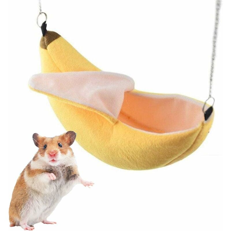 foto del prodotto fortuneville banana house letto per criceti, amaca per piccoli animali letto caldo gabbia per criceti accessori per nidi di criceto per petauri
