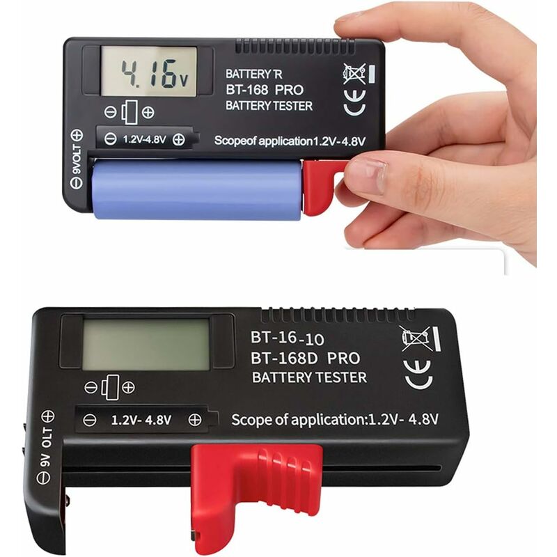 foto del prodotto fortuneville battery checker pack 2 tester per batteria portatile universale per aa aaa cd 9v 3.7v 1.5v 18650 display digitale tester per batterie