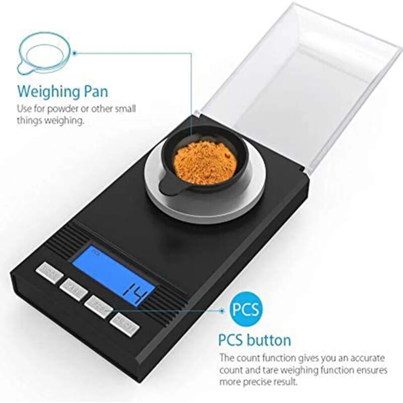 foto del prodotto fortuneville bilancia da 50 g 0,001 g in milligrammi, scala fine, scala mg, scala in milligrammi, bilancia tascabile, bilancia da laboratorio con