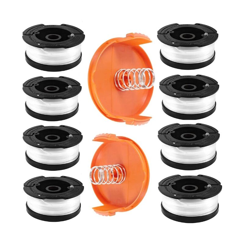 foto del prodotto fortuneville bobina di filo per decespugliatore black and decker, confezione da 8 bobine di filo per decespugliatore con 2 coperture per bobine e 2