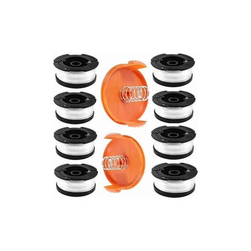 foto del prodotto fortuneville bobina di filo per decespugliatore per decespugliatori black e decker, 8 bobine di filo per decespugliatore con 2 coperchi per bobina