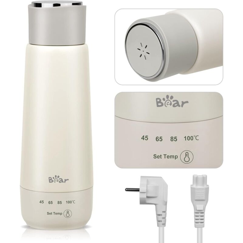 foto del prodotto fortuneville bollitore elettrico da 300 ml a 4 temperature, controllo portatile con un clic, tazza termica da viaggio tre in uno a riscaldamento
