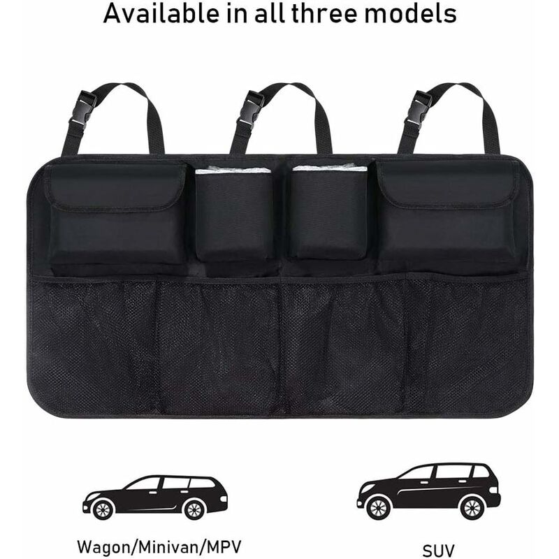 foto del prodotto fortuneville borsa portaoggetti per auto pieghevole multiuso, bagagliaio per auto, portaoggetti per auto, nero