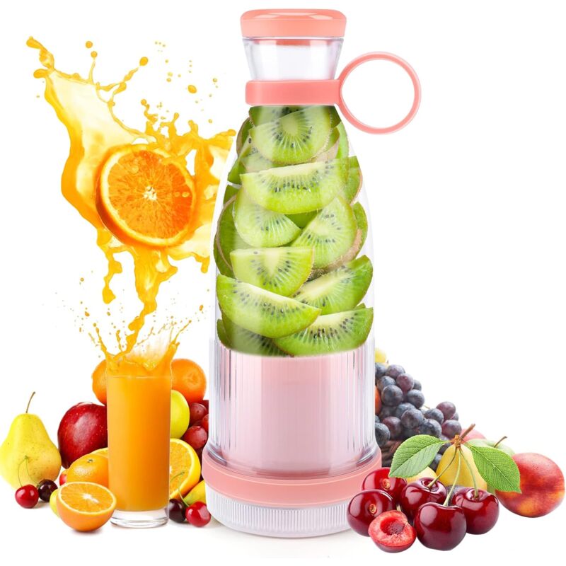 foto del prodotto fortuneville bottiglia frullatore portatile, mini frullatore multifunzionale ricaricabile usb bestcool per succhi freschi, elettrico con manico per