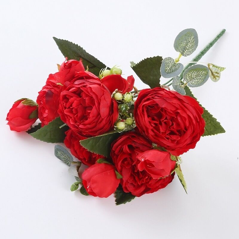 foto del prodotto fortuneville bouquet di fiori artificiali di peonia di seta rosa rosa 30 cm 5 testa grande e 4 boccioli fiori finti economici per la decorazione