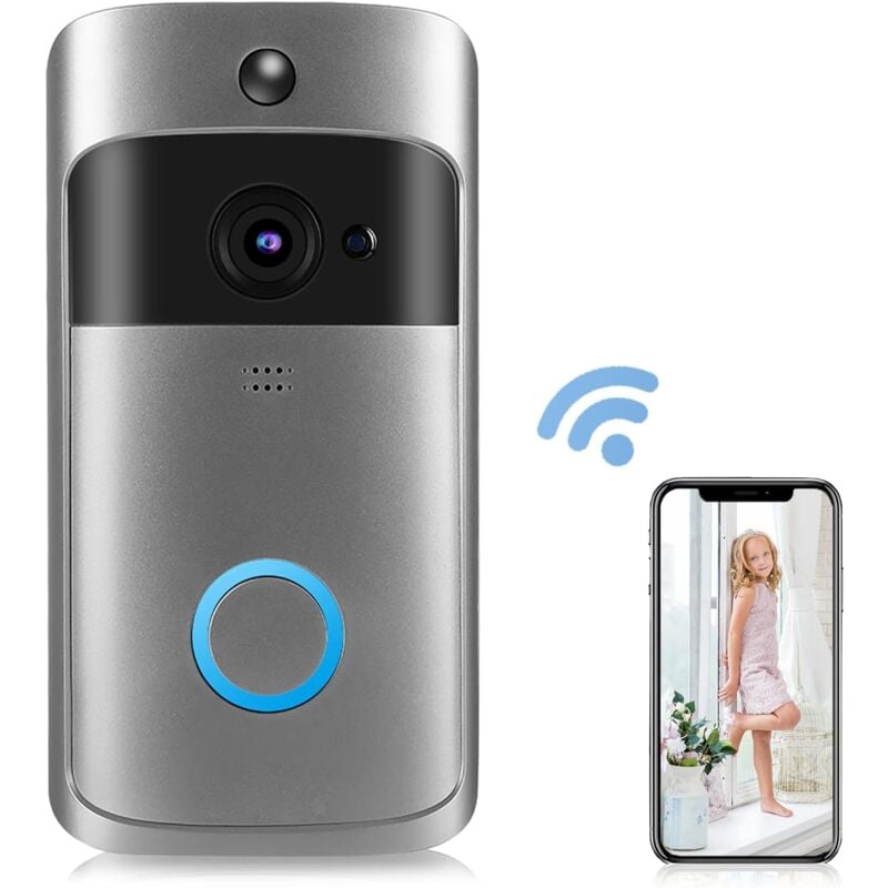 foto del prodotto fortuneville campanello wireless con smart camera, videocamera campanello wireless wifi con rilevatore di movimento, telecamera di sicurezza wifi