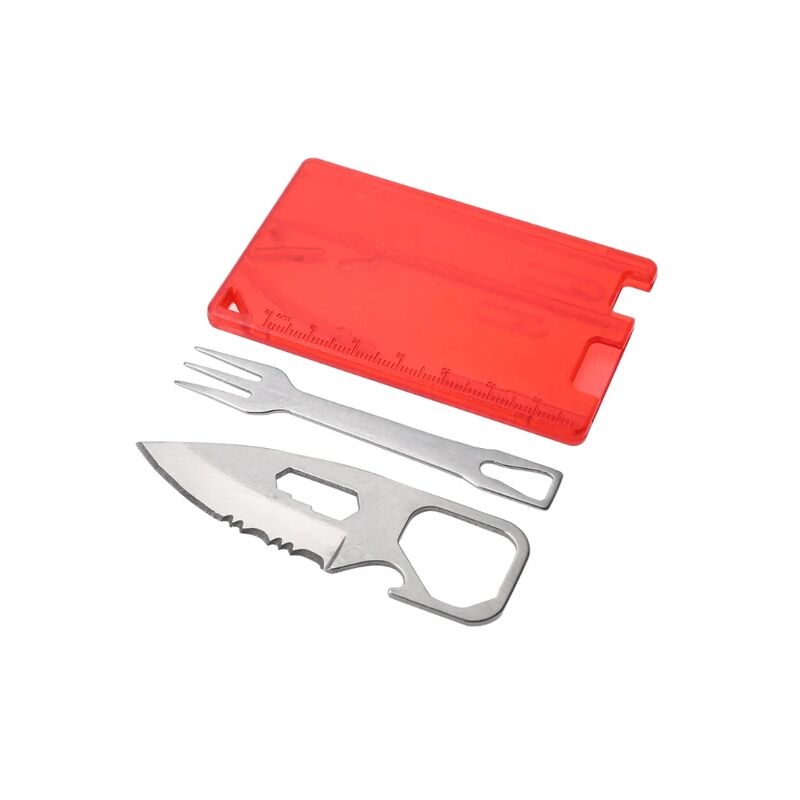 foto del prodotto fortuneville camping barbecue knife fork edc safety first aid outdoor strumento multifunzione cartellino rosso
