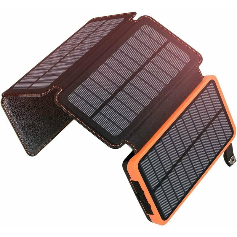 foto del prodotto fortuneville caricabatterie solare 20000 mah power bank portatile con 4 pannelli power bank impermeabile con 2 usb per campeggio esterno tablet