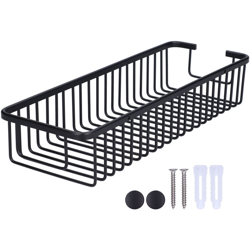 foto del prodotto fortuneville cestino per mensola per doccia nero, organizer per bagno in lega di alluminio, 40 cm, per shampoo e balsamo