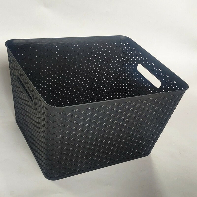 foto del prodotto fortuneville cesto portaoggetti 13l effetto rattan testurizzato per camera da letto, soggiorno, bagno, lavanderia 35,5 x 29,6 x 13,3 cm nero