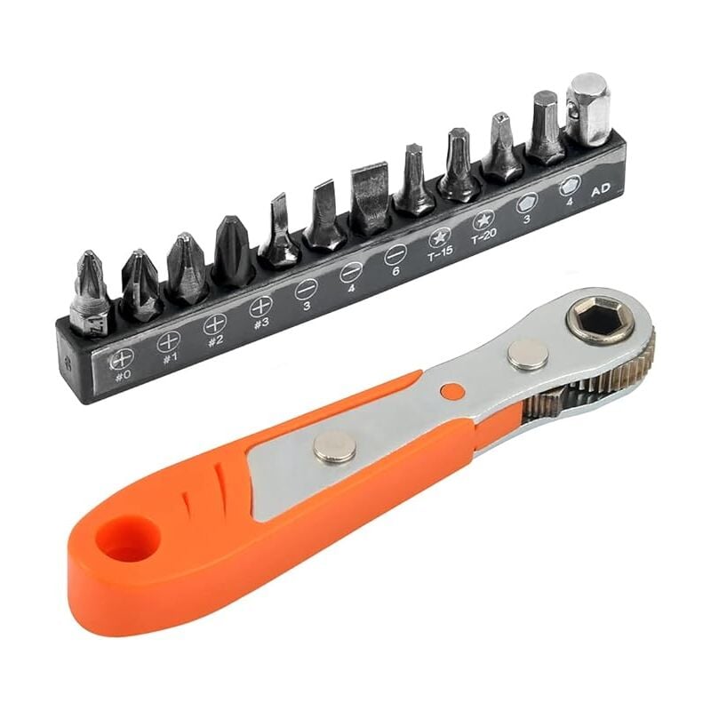 foto del prodotto fortuneville chiave a cricchetto 1 4 cacciavite a croce magnetico 1 4 mini cacciavite a cricchetto reversibile cacciavite ad angolo con set di