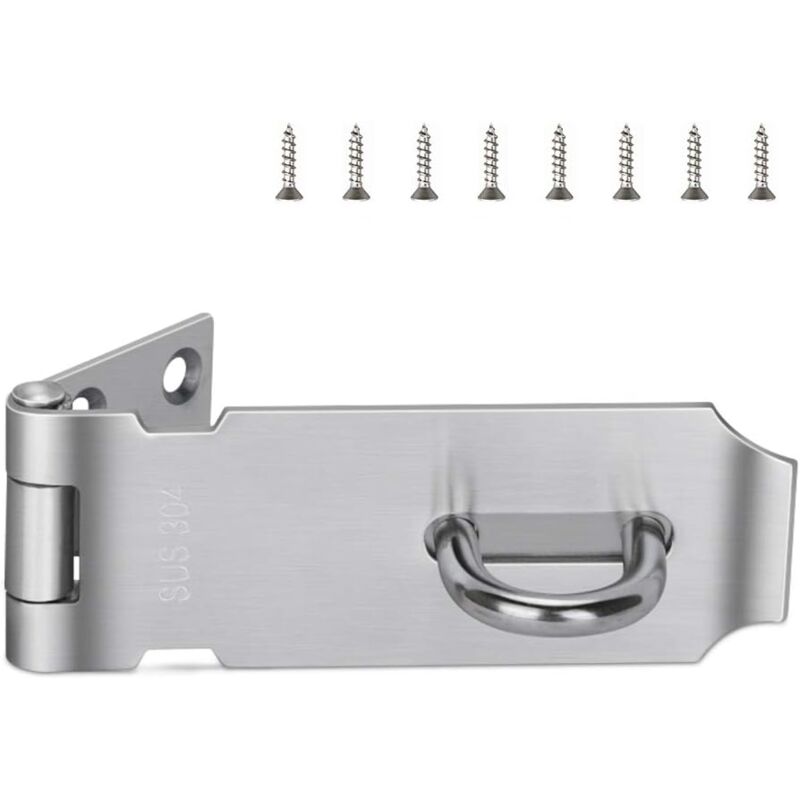 foto del prodotto fortuneville chiusura per porta con lucchetto da 4 pollici, finitura in acciaio inossidabile con 8 viti di montaggio, per porte, finestre,