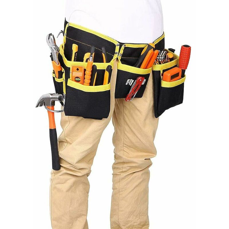 foto del prodotto fortuneville cintura porta attrezzi con 11 tasche, borsa porta attrezzi, tessuto oxford impermeabile, con cinghie regolabili, per elettricisti,