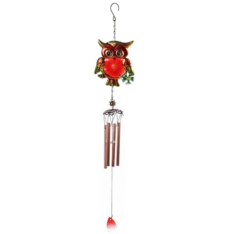 foto del prodotto fortuneville ciondolo scacciapensieri in metallo gufo gufo scacciapensieri giardino esterno decorazione ciondolo rosso