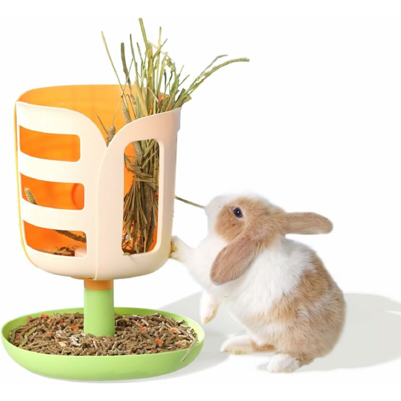 foto del prodotto fortuneville ciotola per cibo per conigli, mangiatoia automatica 2 in 1 per porcellini d india, mangiatoia per piccoli animali, mangiatoia per