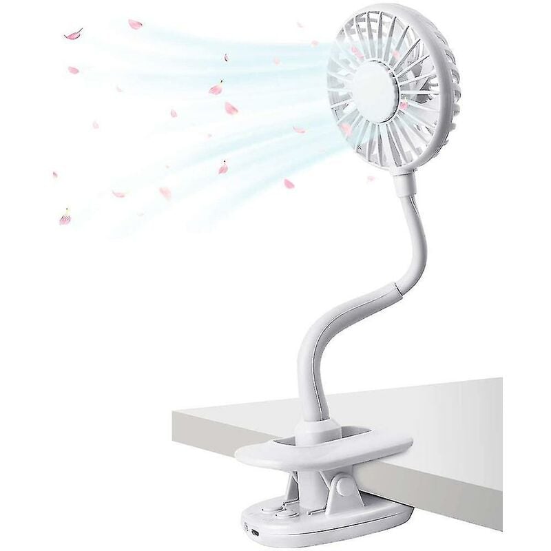 foto del prodotto fortuneville clip fan batteria ricaricabile clip su mini ventilatore da scrivania, bianco