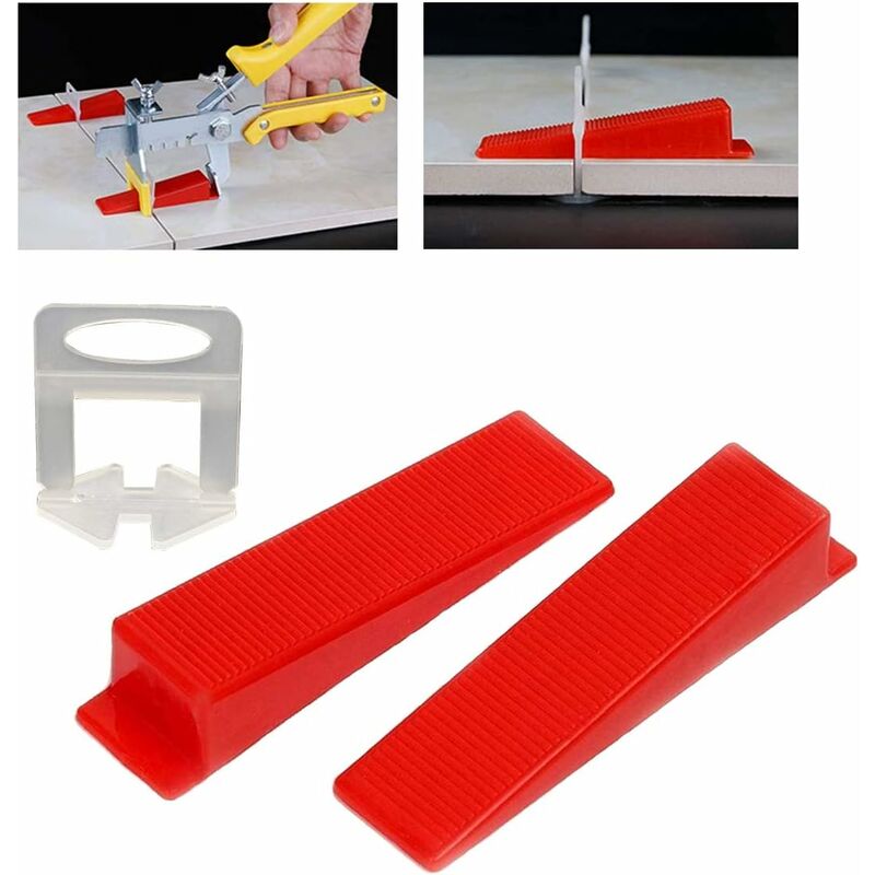 foto del prodotto fortuneville clip livello piastrella,100pcs clip distanziatore livellamento cunei delle piastrelle sistema livellamento pavimento 100pcs zeppe