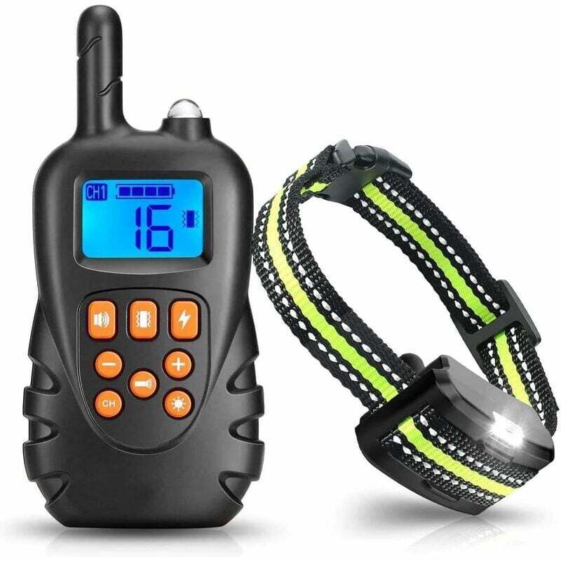 foto del prodotto fortuneville collare da addestramento per cani, collare antiabbaio con telecomando ricevitore impermeabile ipx7 ricaricabile da 600 metri con 3