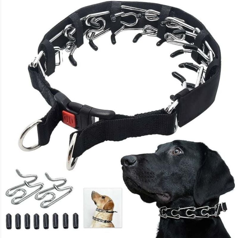 foto del prodotto fortuneville collare da addestramento per zampe di cane monopezzo, strozzatore per cani con punte confortevoli e bottoni a pressione a sgancio